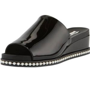 Karl Lagerfeld Black Ali Pear Trim Wedge Sandal